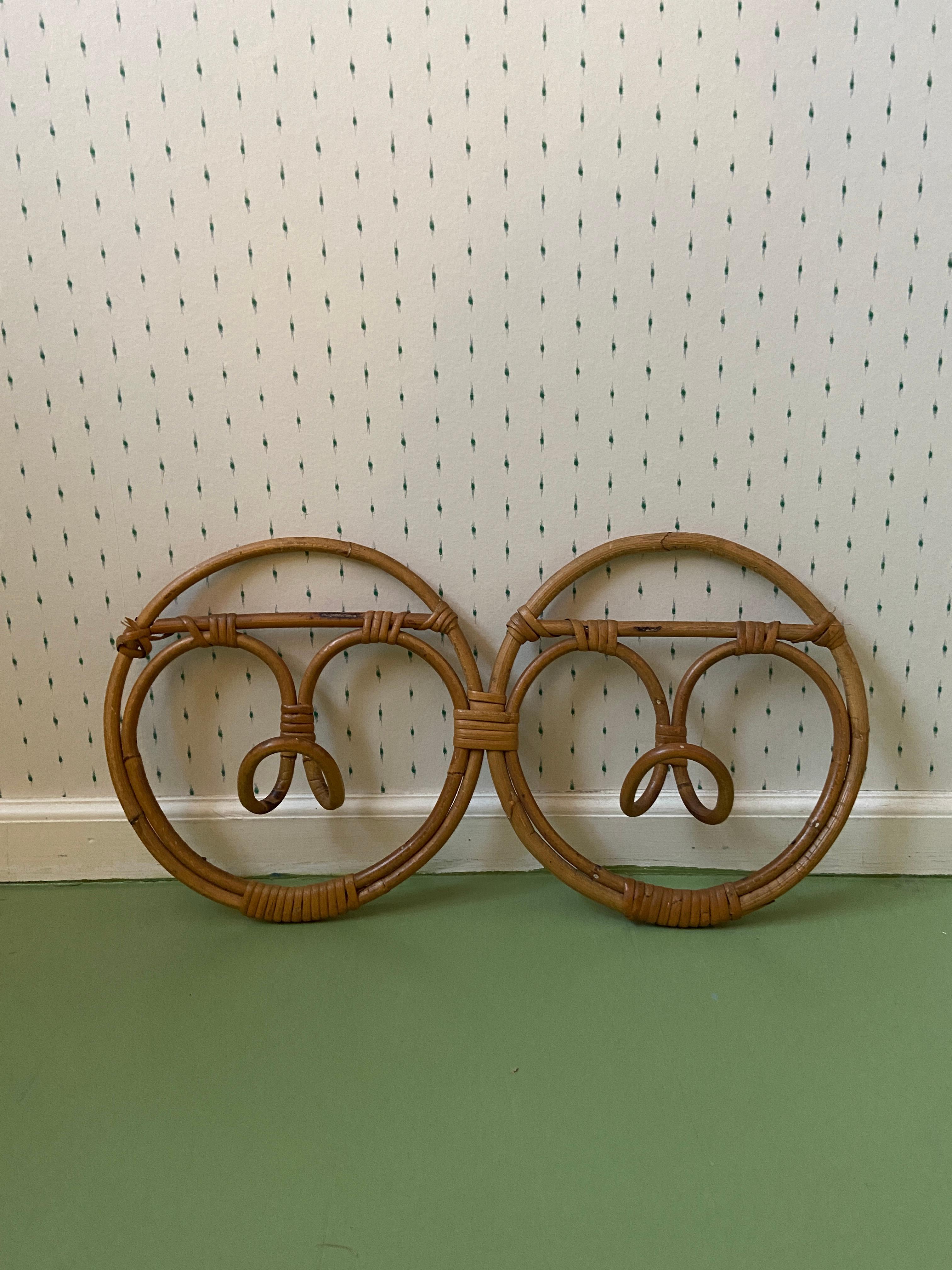 Italian Vintage Double Circle Bamboo Coat Hanger, Italy, 1960s For Sale