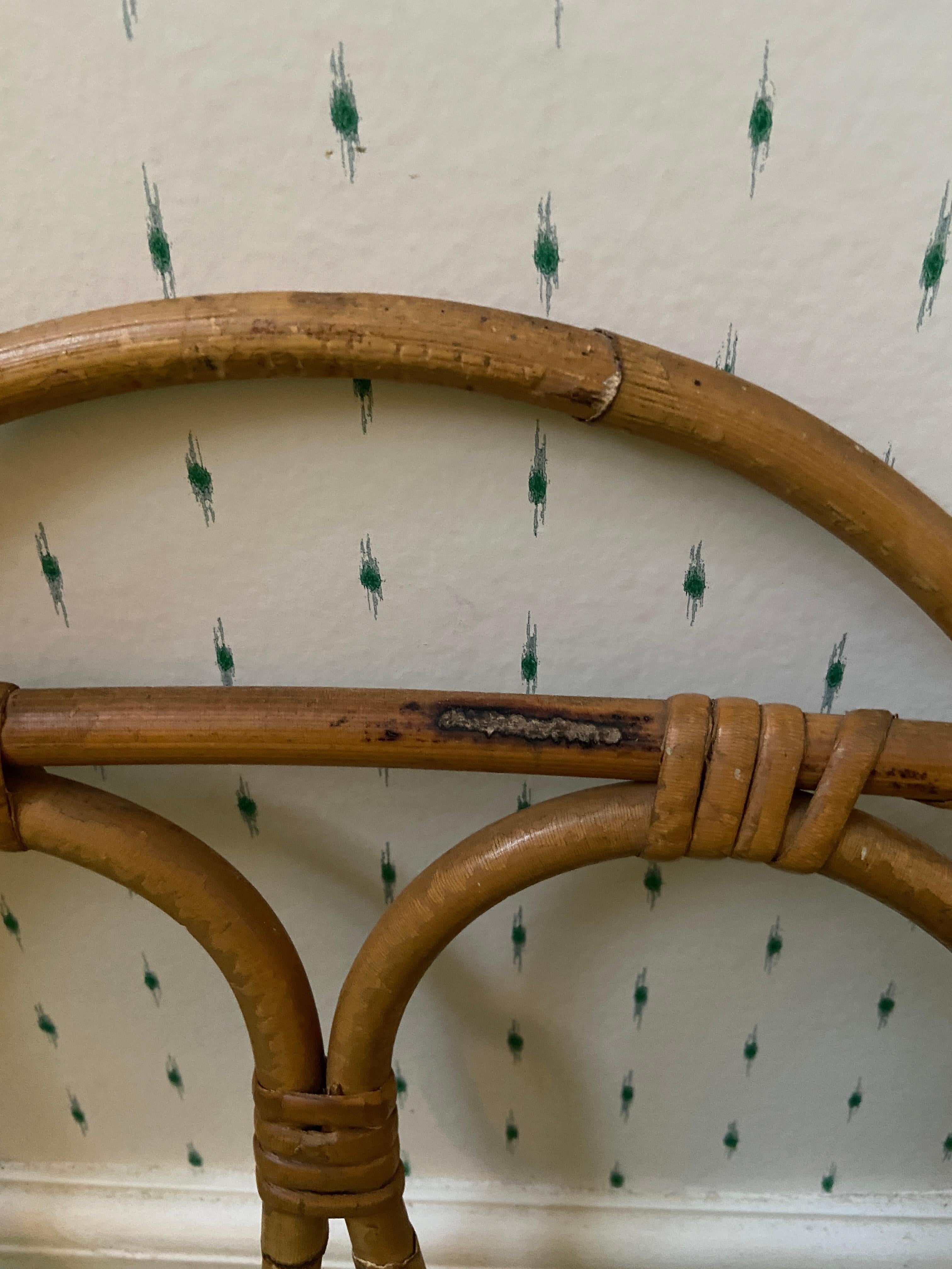 Mid-20th Century Vintage Double Circle Bamboo Coat Hanger, Italy, 1960s For Sale