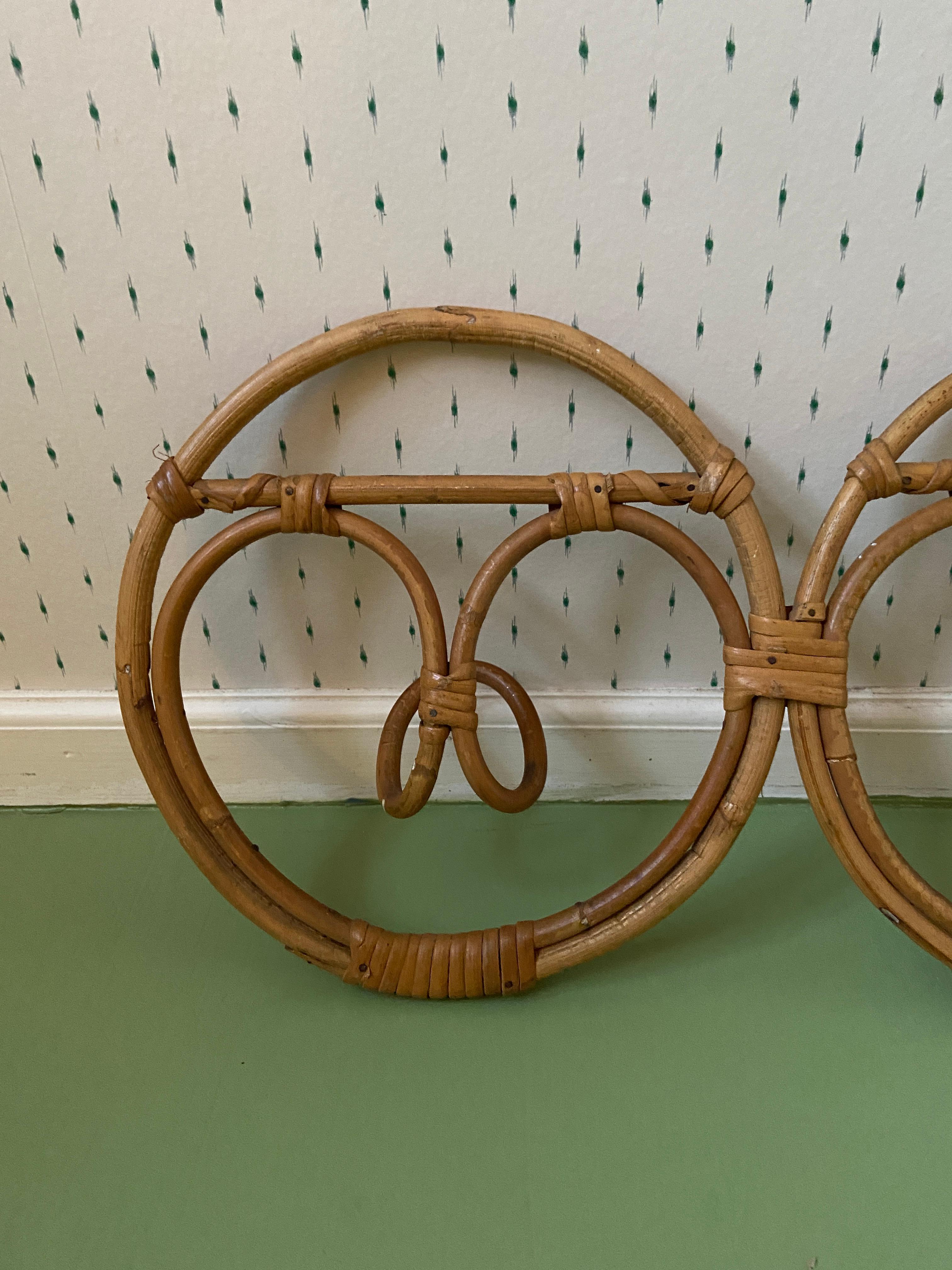 Vintage Double Circle Bamboo Coat Hanger, Italy, 1960s For Sale 2