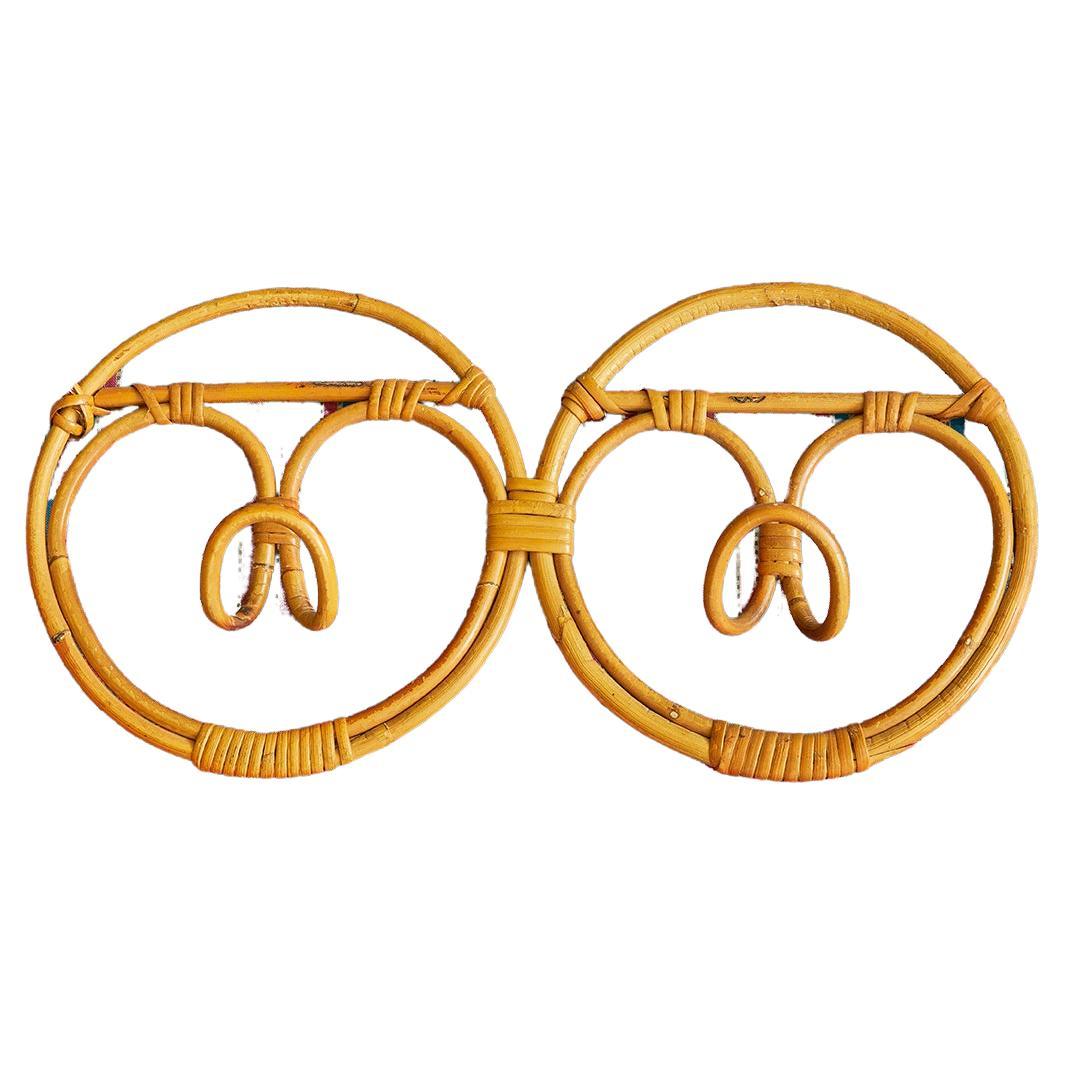 Vintage Double Circle Bamboo Coat Hanger, Italy, 1960s For Sale