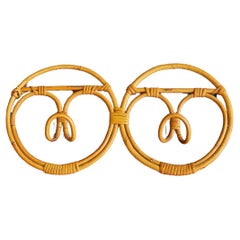 Vintage Double Circle Bamboo Coat Hanger, Italy, 1960s