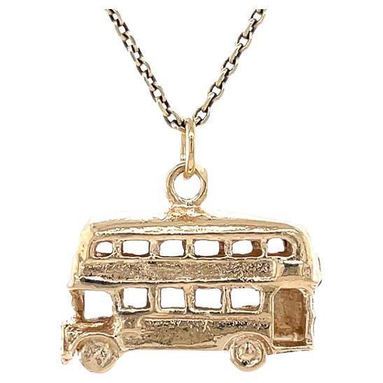 Breloque Vintage Bus à deux étages, Londres Angleterre Bijoux or 14 carats