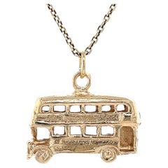 Breloque Vintage Bus à deux étages, Londres Angleterre Bijoux or 14 carats