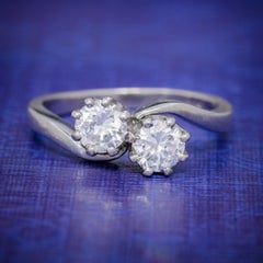 Vintage Double Diamond Ring 18 Carat White Gold 1.20 Carat of Diamond