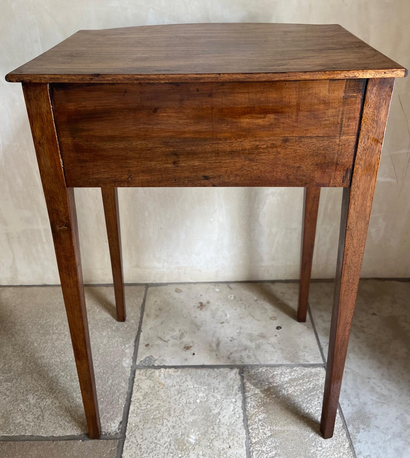 Vintage Double Drawer Federal Style Side Table With Inlaid Wood 1