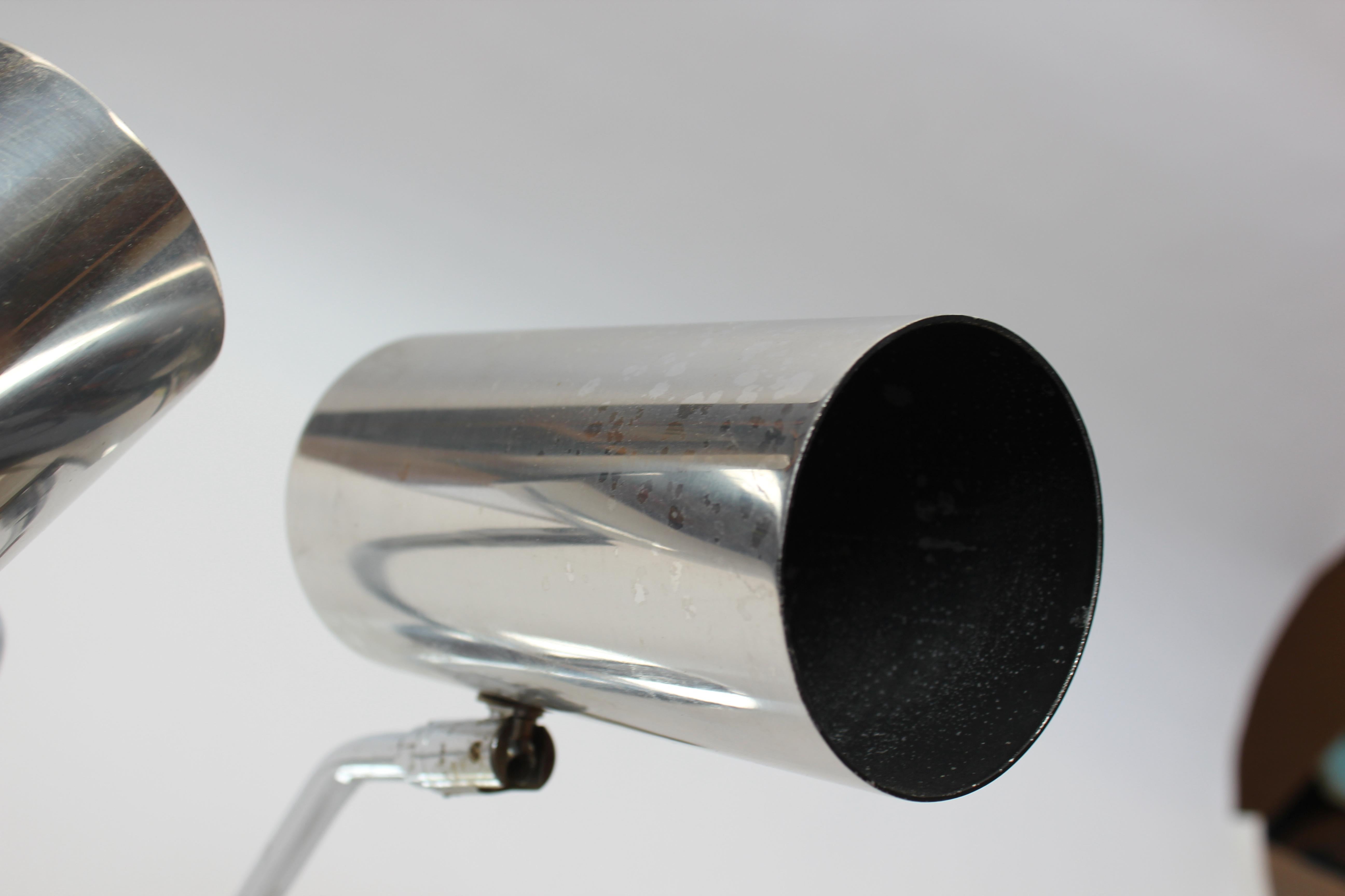 Verstellbare verstellbare Vintage-Tischlampe aus Chrom von Robert Sonneman, Doppel-Fassung im Angebot 6