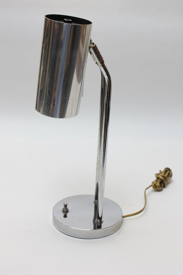 Robert Sonneman for Kovacs Off White and Chrome Double Head Desk Lamp, C.  1970 For Sale at 1stDibs