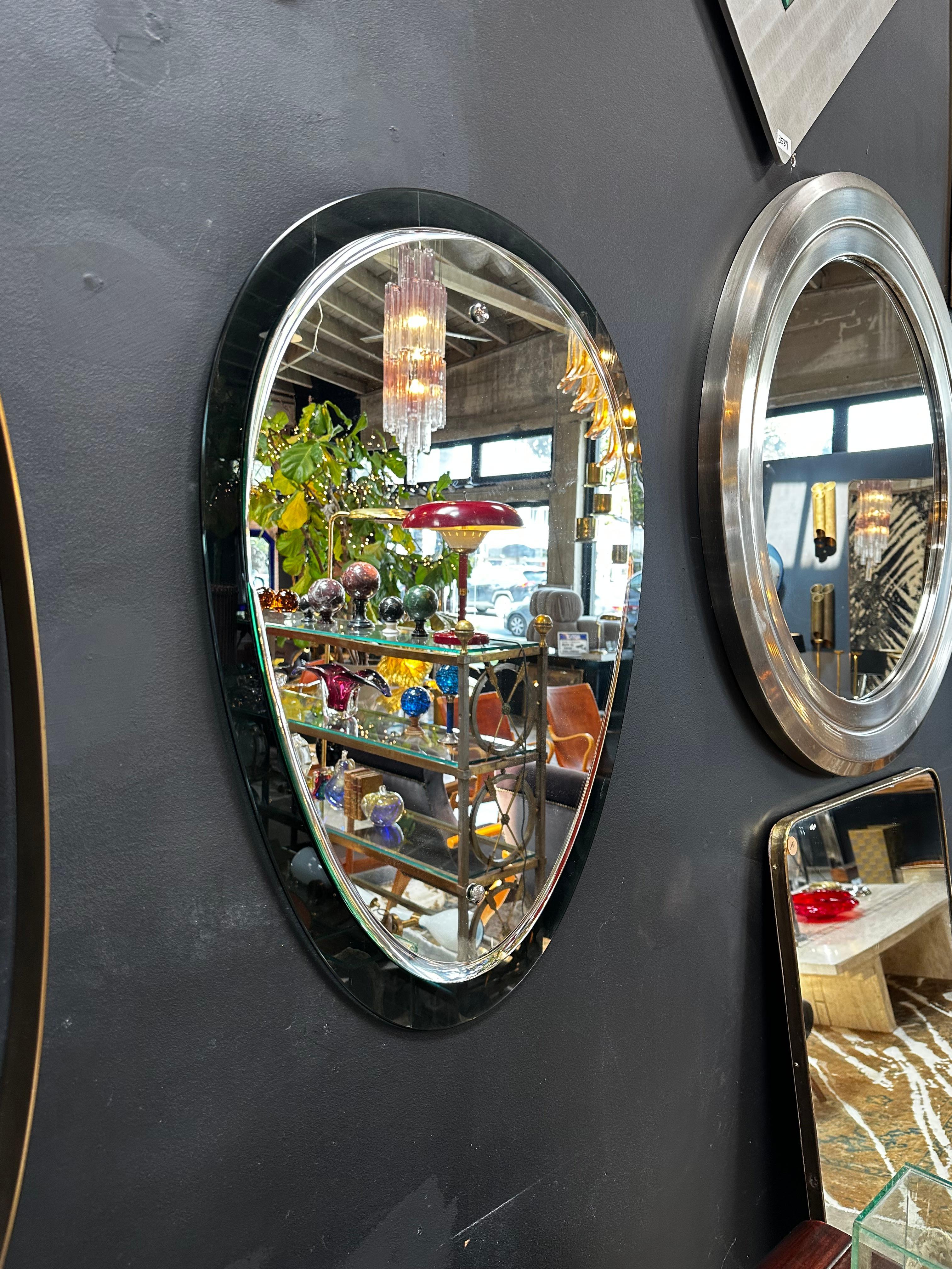 Vintage Double Glass Italian Wall Mirror by Cristal Arte In Excellent Condition For Sale In Los Angeles, CA