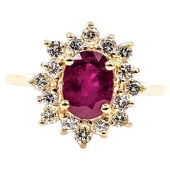 Vintage Double Halo Ruby & Diamond Ring in 14k