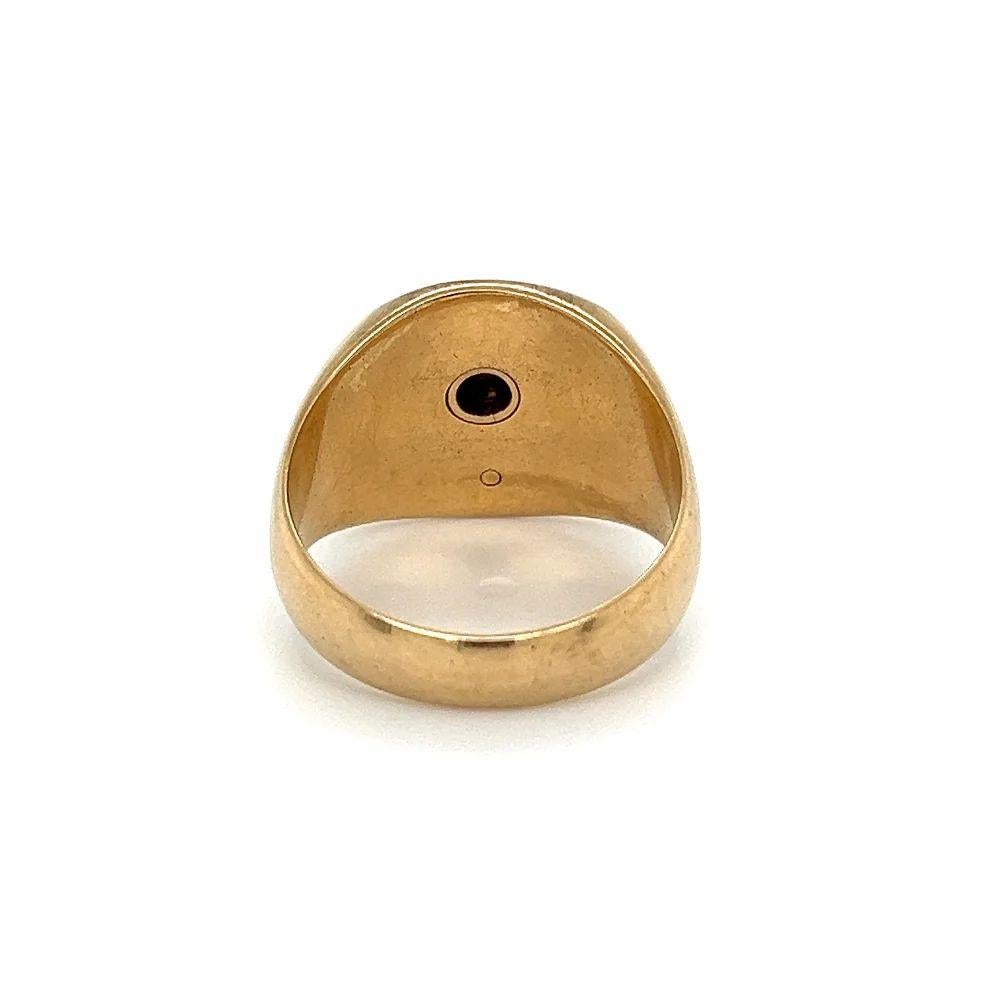 Modernist Vintage Double Headed Eagle on Onyx Enamel Cross Masonic Cigar Gold Band Ring  For Sale