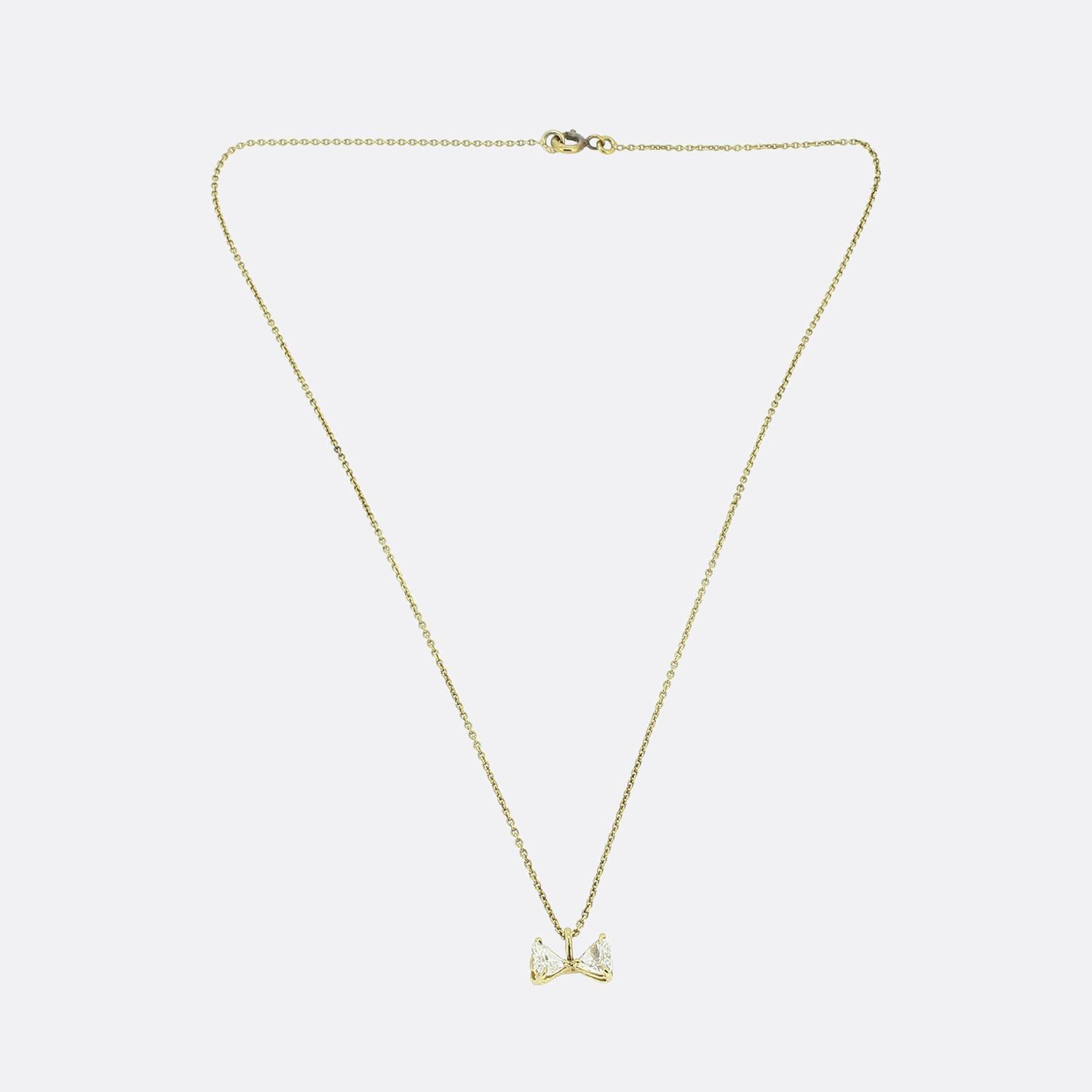 Vintage Double Heart Diamond Halskette (Herzschliff) im Angebot