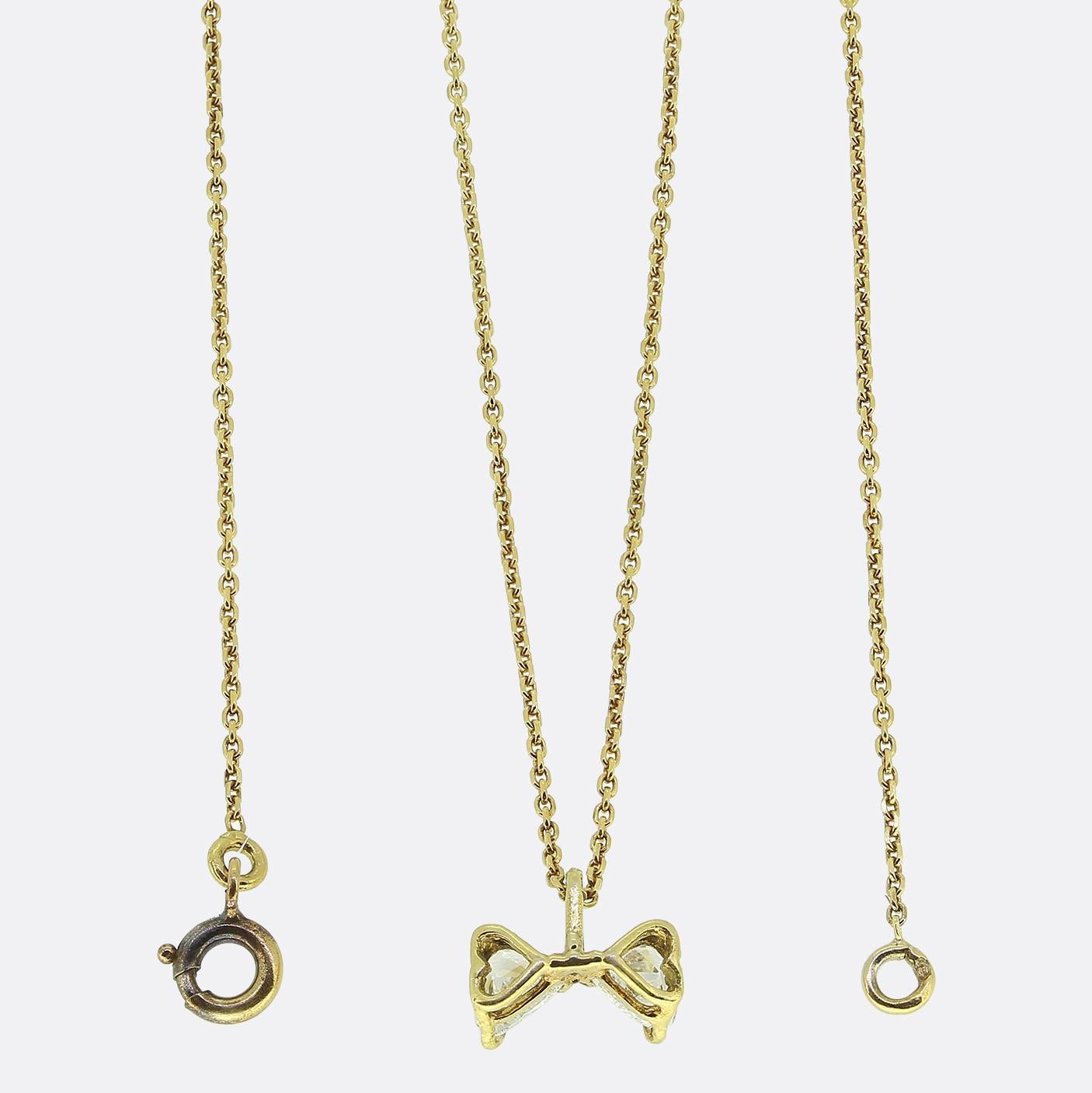 Vintage Double Heart Diamond Halskette im Zustand „Gut“ im Angebot in London, GB