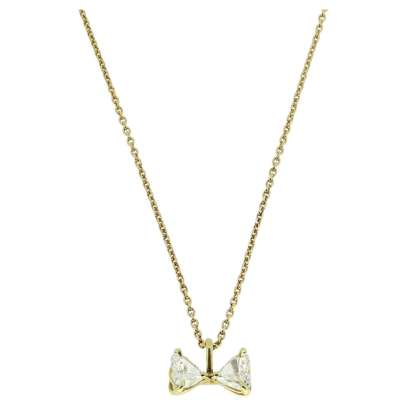 Collana con diamante a doppio cuore vintage