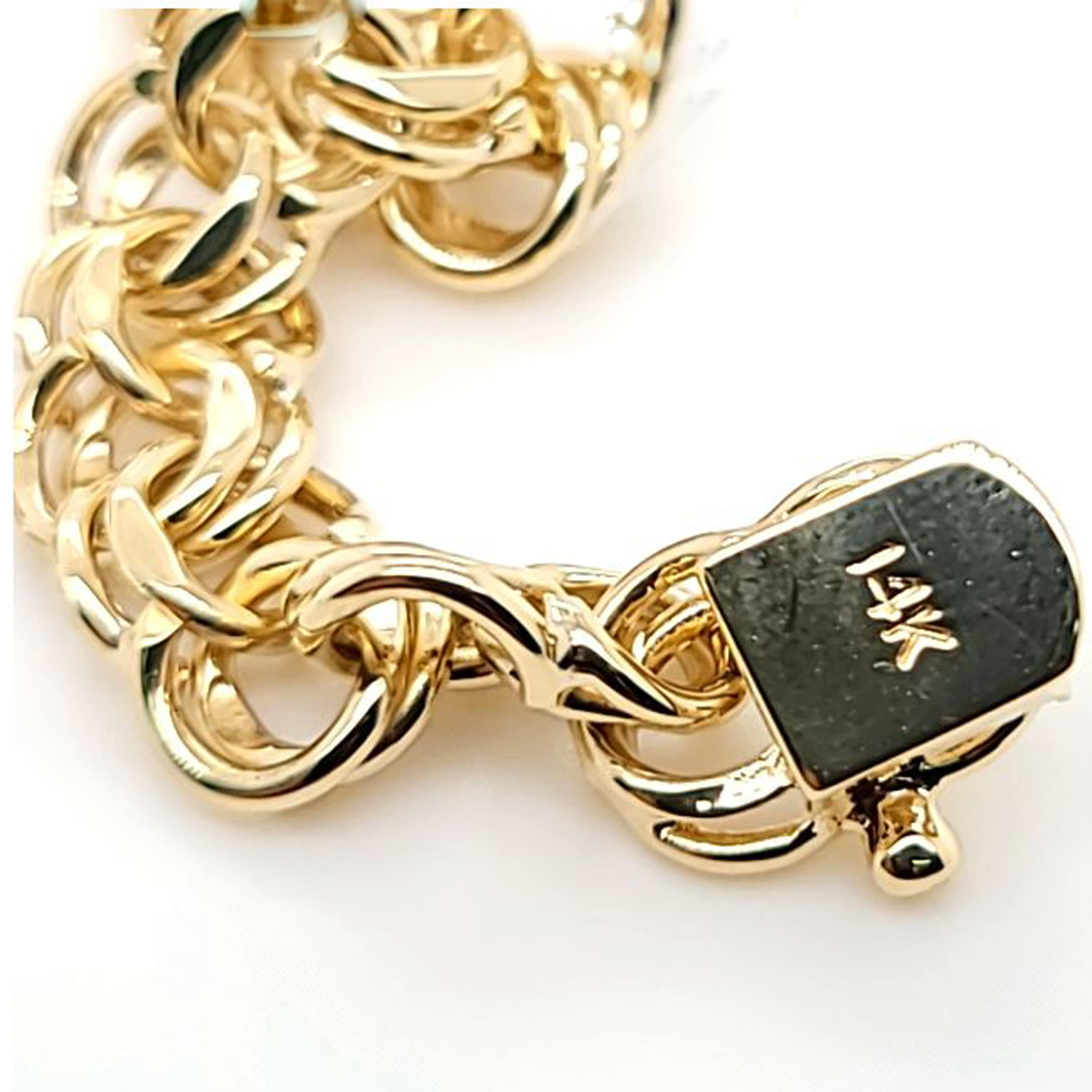 Women's or Men's Vintage Double Link Charm Bracelet in Yellow Gold