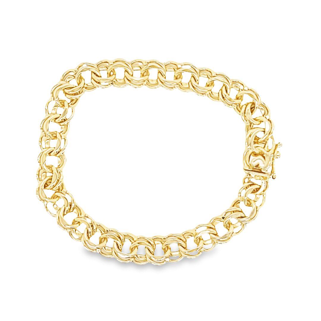 Vintage Double Link Charm Bracelet in Yellow Gold 1