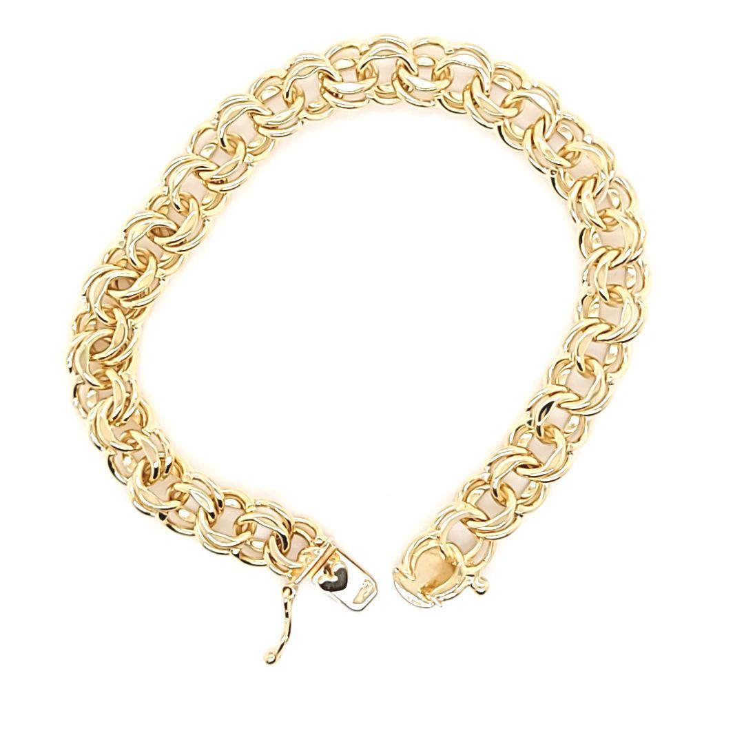 Vintage Double Link Charm Bracelet in Yellow Gold 3