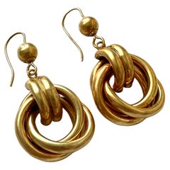 Vintage Double Loop 9K Yellow Gold Earrings