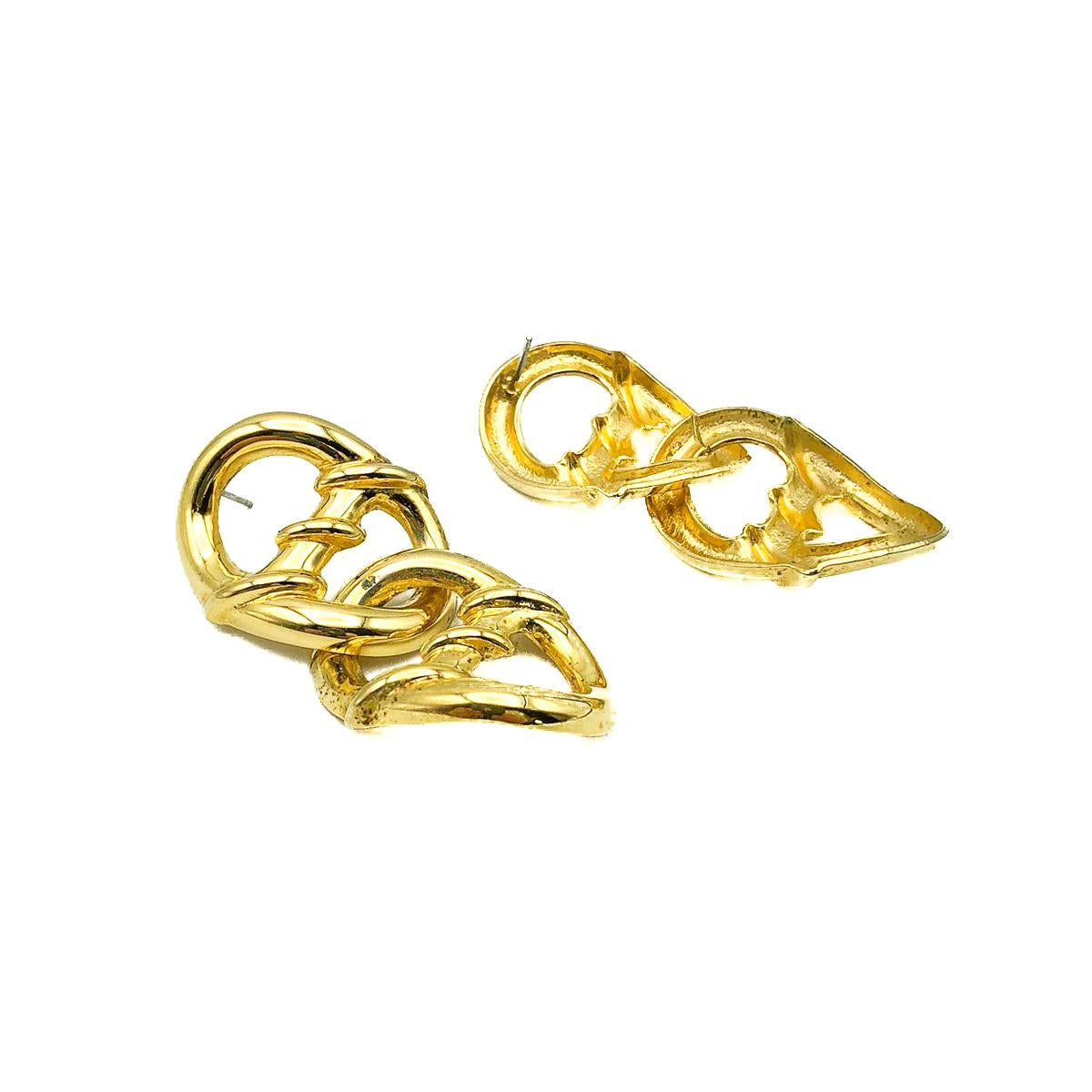Vintage Double Mariner Link Earrings 1980s In Good Condition For Sale In Wilmslow, GB