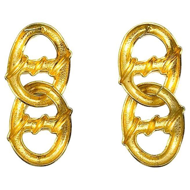 Vintage Double Mariner Link Earrings 1980s For Sale at 1stDibs