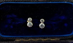 Boucles d'oreilles vintage à double pierre, en or 9 carats