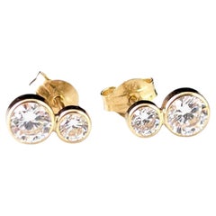 Vintage double paste stud earrings, 9k gold
