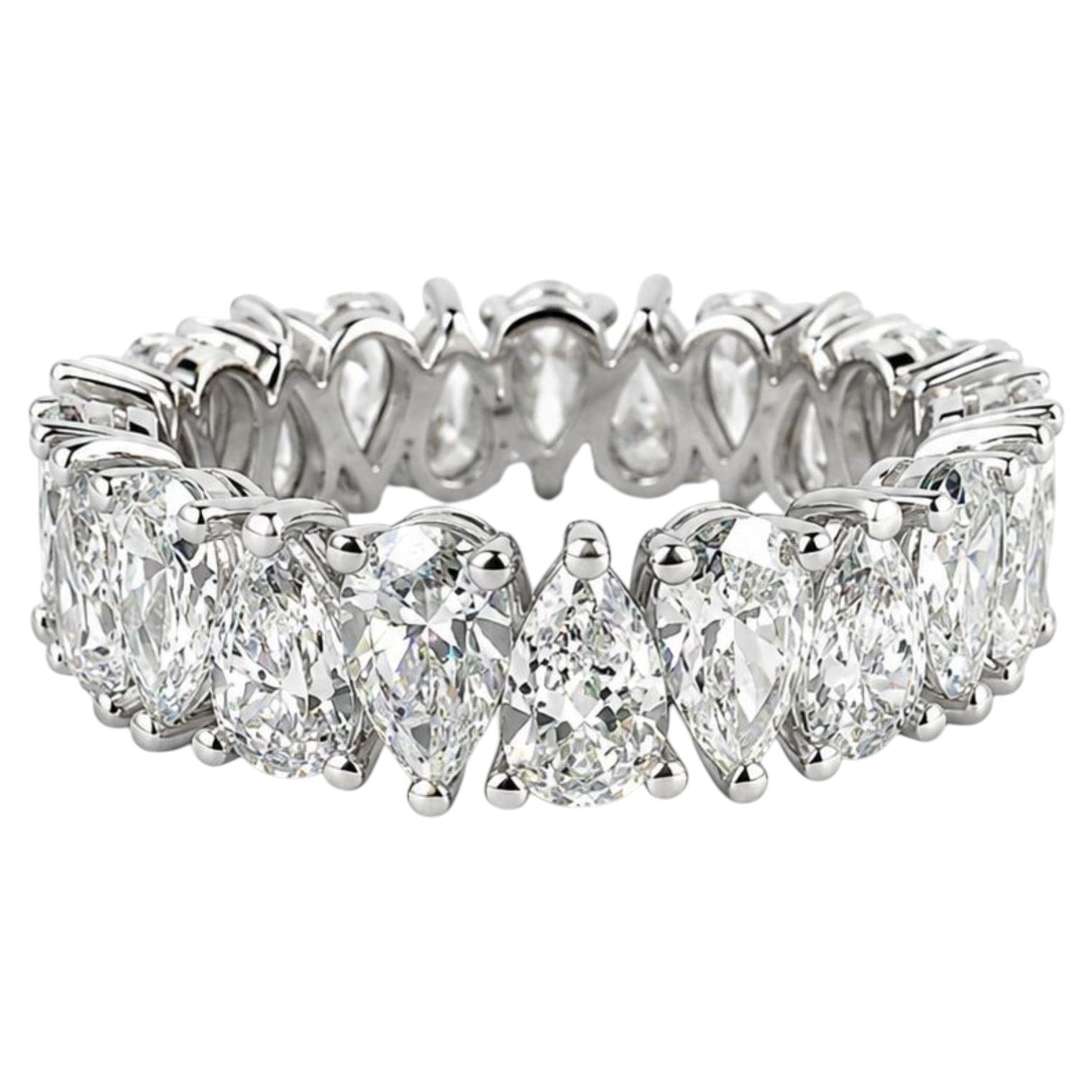Vintage-Ewigkeitsring mit zwei Birnen, 4,5 Karat, Platin, US-Größe 6