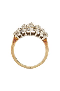Vintage Double Row 2 Carat Graduating Diamonds Two Tone 14k Gold Ring