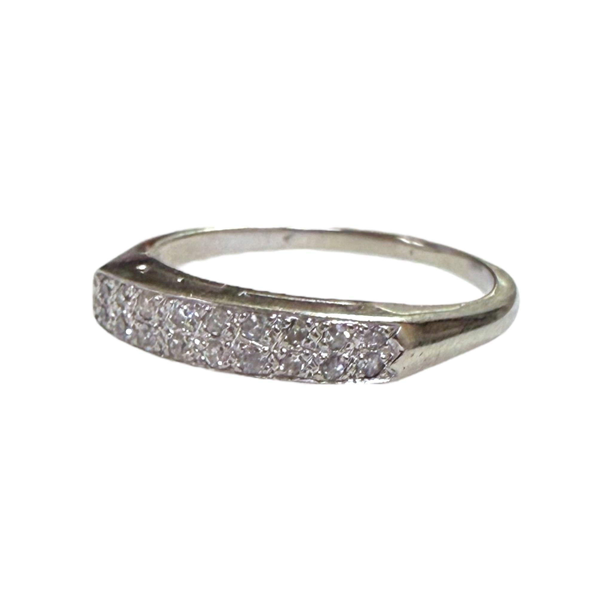 Women's Vintage Double Row Diamond Band 14K White Gold For Sale