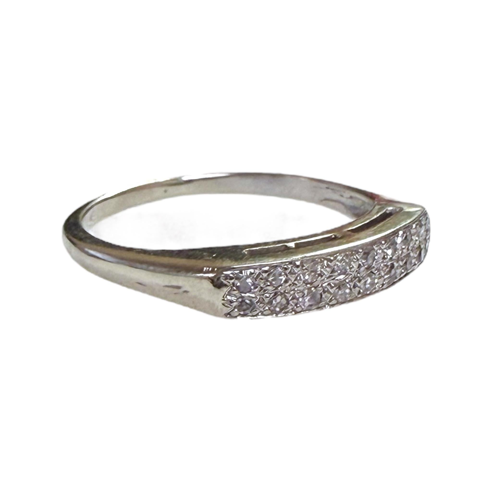 Vintage Double Row Diamond Band 14K White Gold For Sale 1