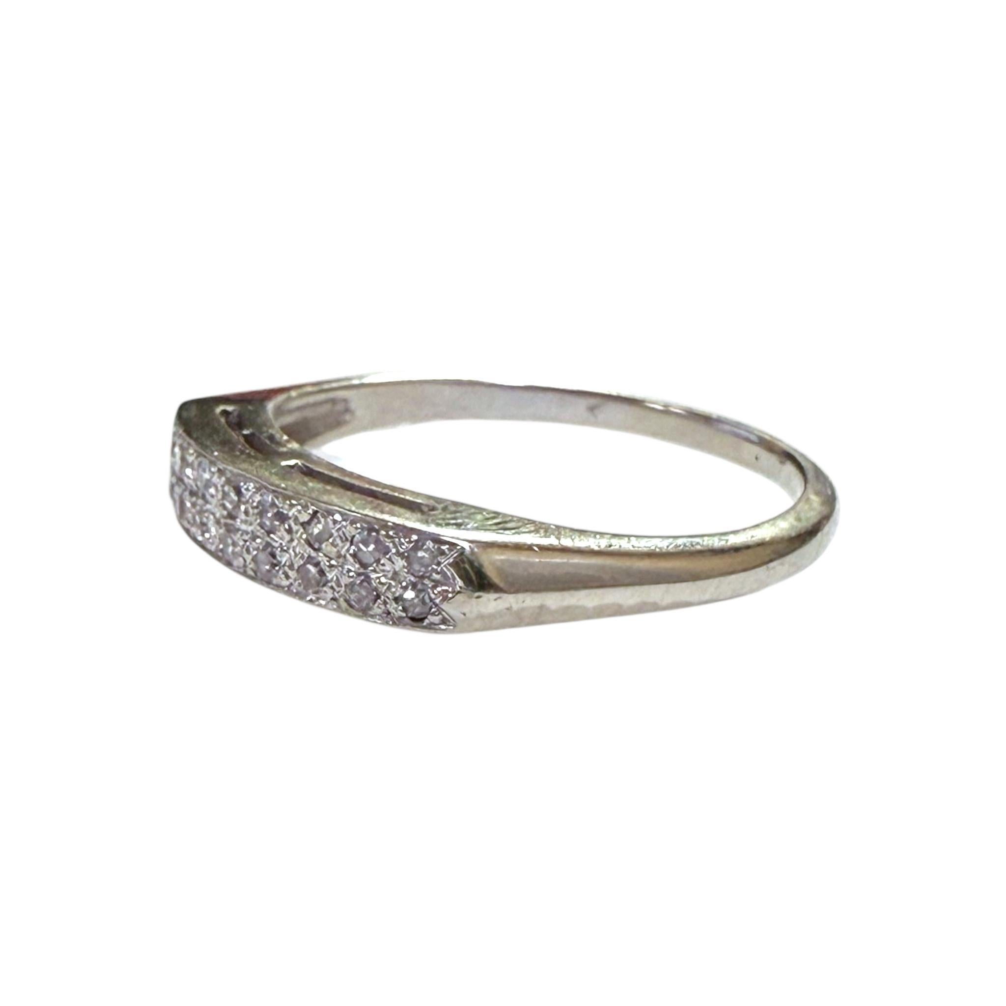 Vintage Double Row Diamond Band 14K White Gold For Sale 2