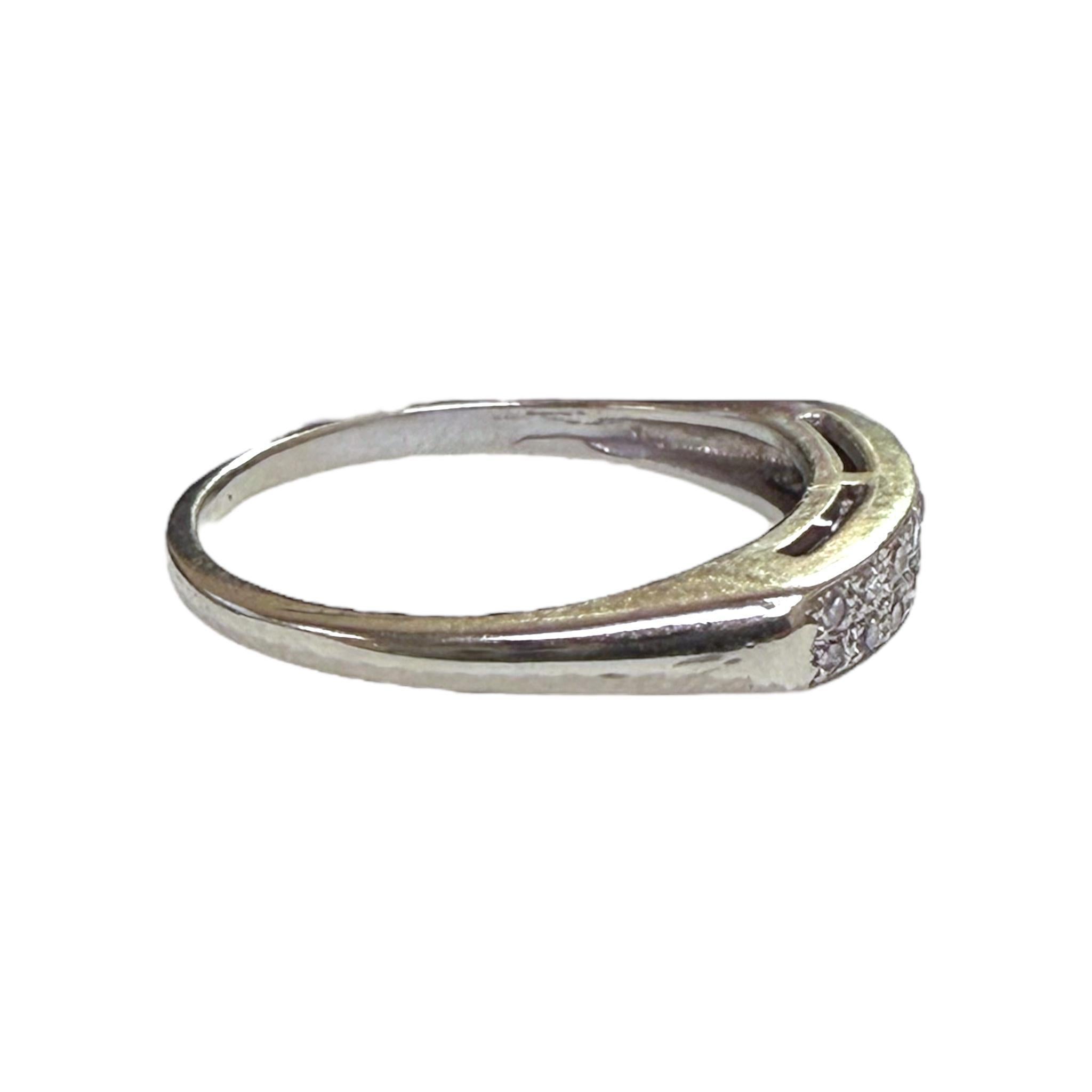 Vintage Double Row Diamond Band 14K White Gold For Sale 3