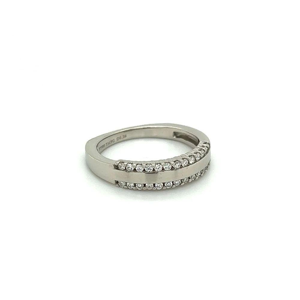 Simply Beautiful! Finely detailed Vintage Double row Diamond Platinum Band Ring. Hand set with Diamonds, weighing approx. 0.24tcw. Hand crafted Platinum mounting. PT950 RMFJ D0.24