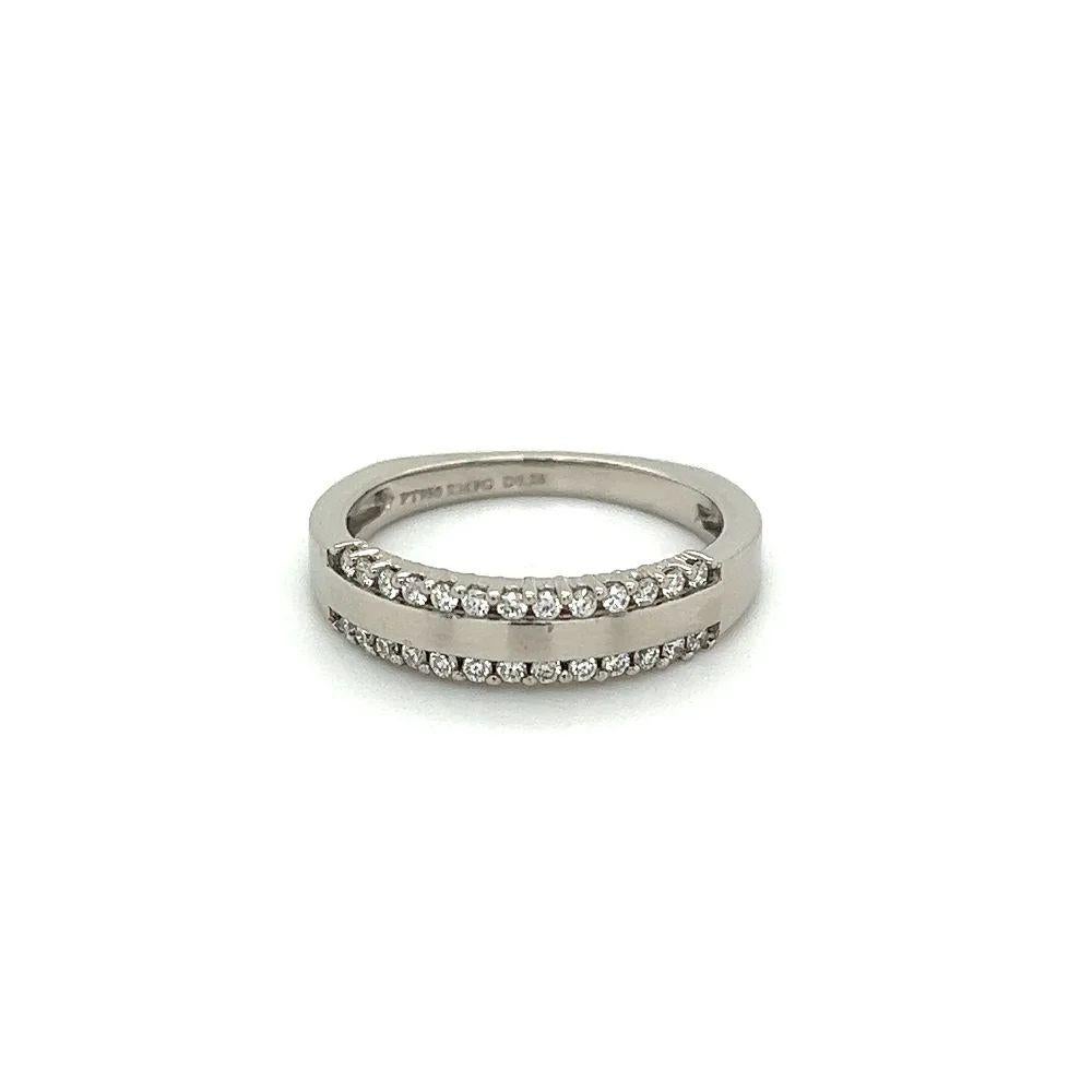Round Cut Vintage Double Row Diamond Platinum Band Ring For Sale