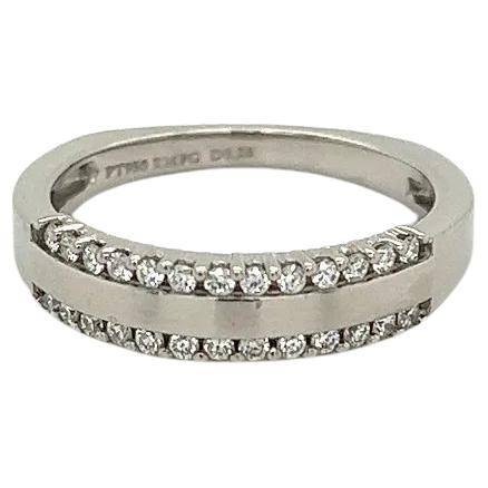 Vintage Double Row Diamond Platinum Band Ring For Sale