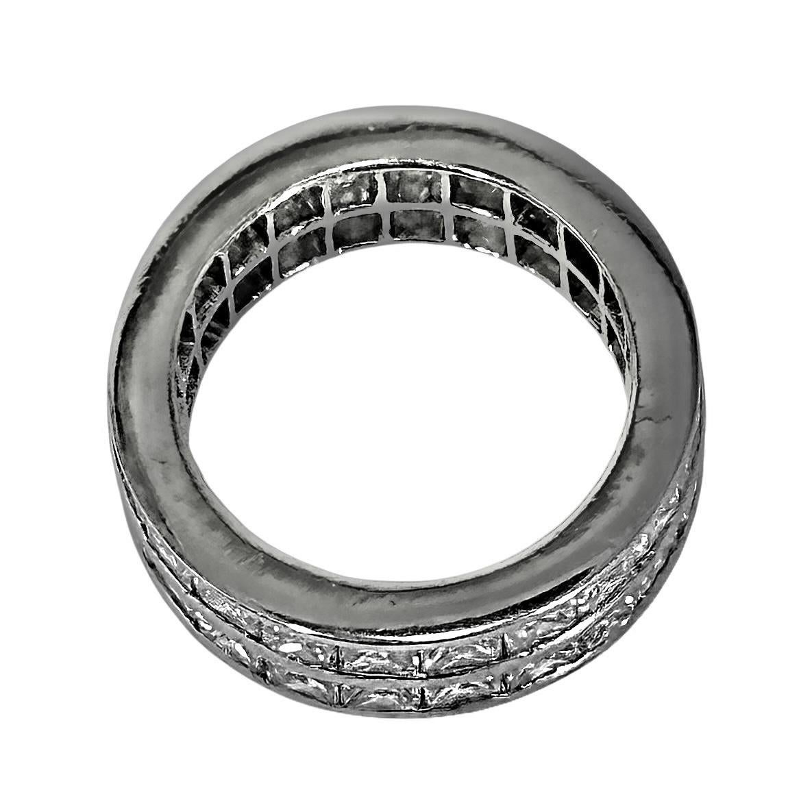 Modern Vintage Double Row Princess Cut Diamond Eternity Band For Sale