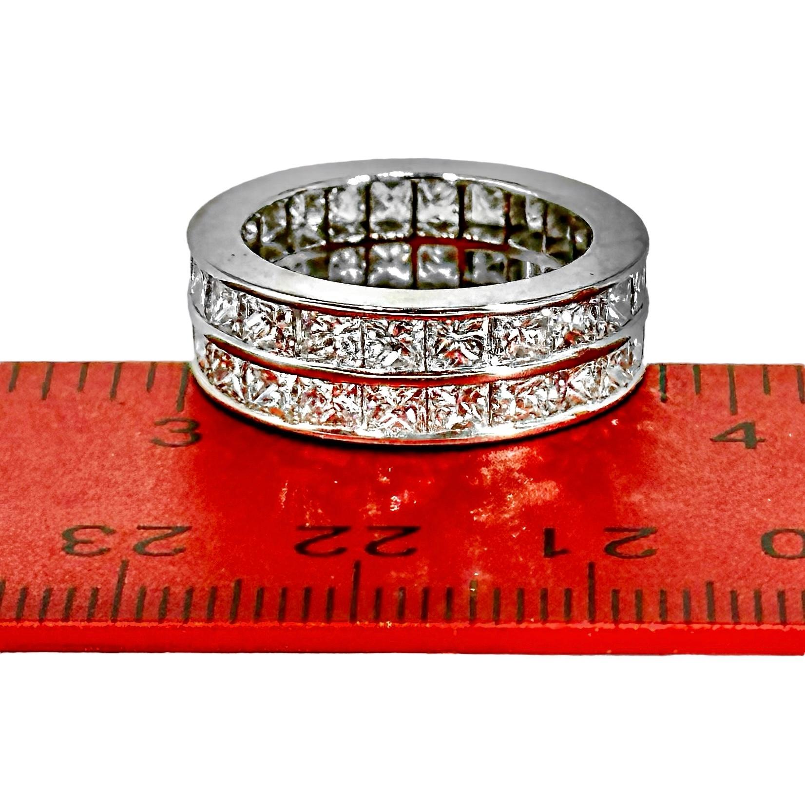 Women's Vintage Double Row Princess Cut Diamond Eternity Band For Sale