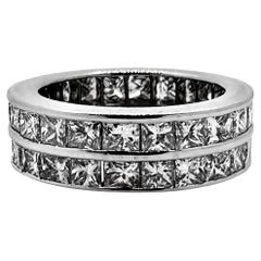 Vintage Double Row Princess Cut Diamond Eternity Band