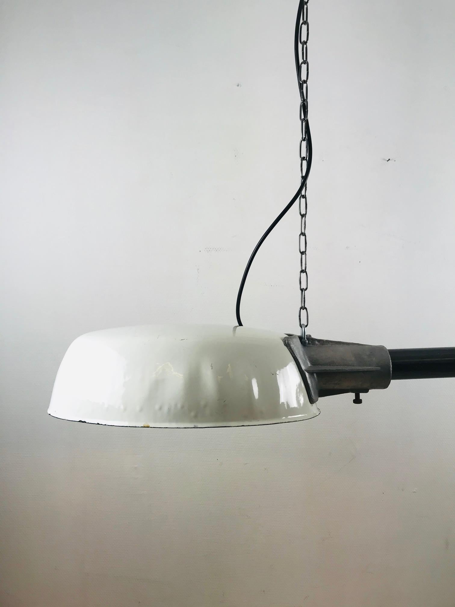 French Vintage double shade french enamel lamp. Antique streetlamp. For home or garden. For Sale