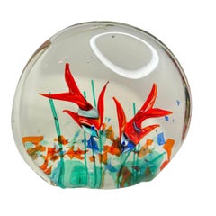 Doppelseitige Vintage-Aquarium-Skulptur mit zwei Fischen, Murano, Italien, 1970er Jahre