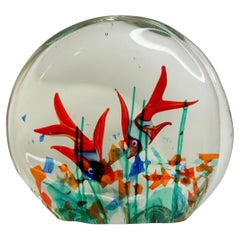 Vintage Double Side Two Fish Aquarium Sculpture, Murano, Italy, 1970s