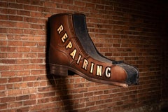 Vintage Double-Sided Boot Form "Repairing" Illuminated Trade Sign