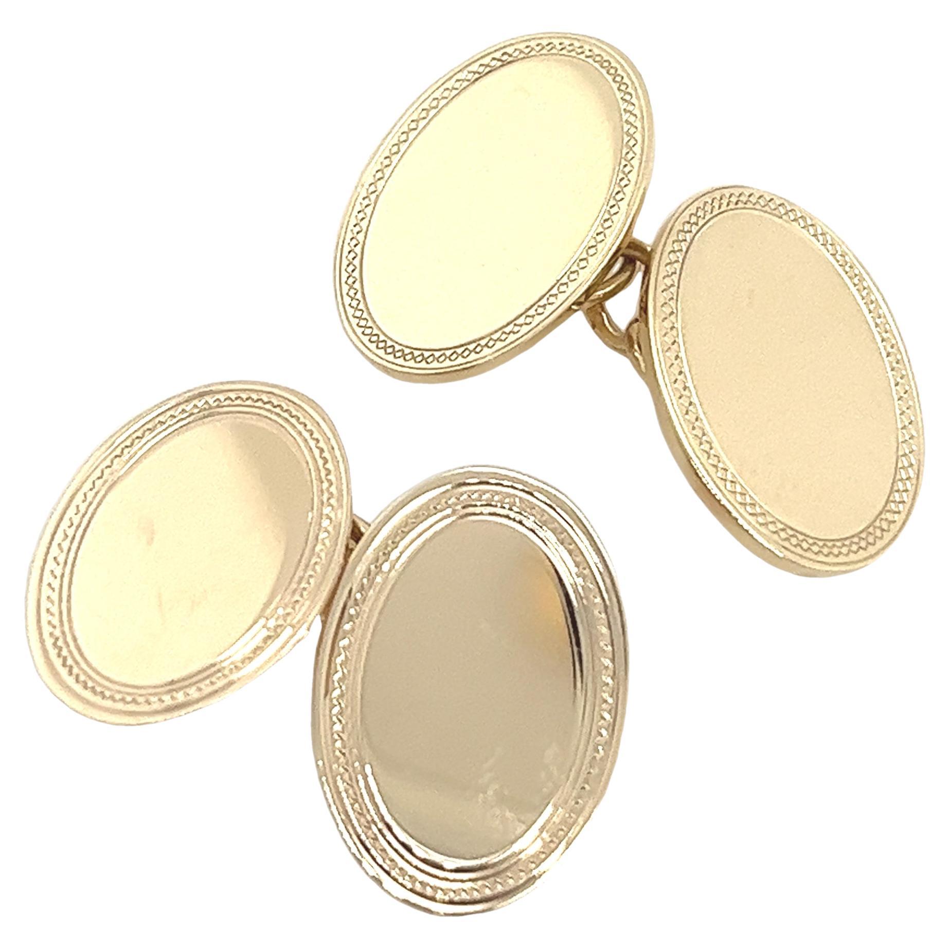 Vintage 9ct Gold 1980’s Masonic Oval Cufflinks For Sale at 1stDibs