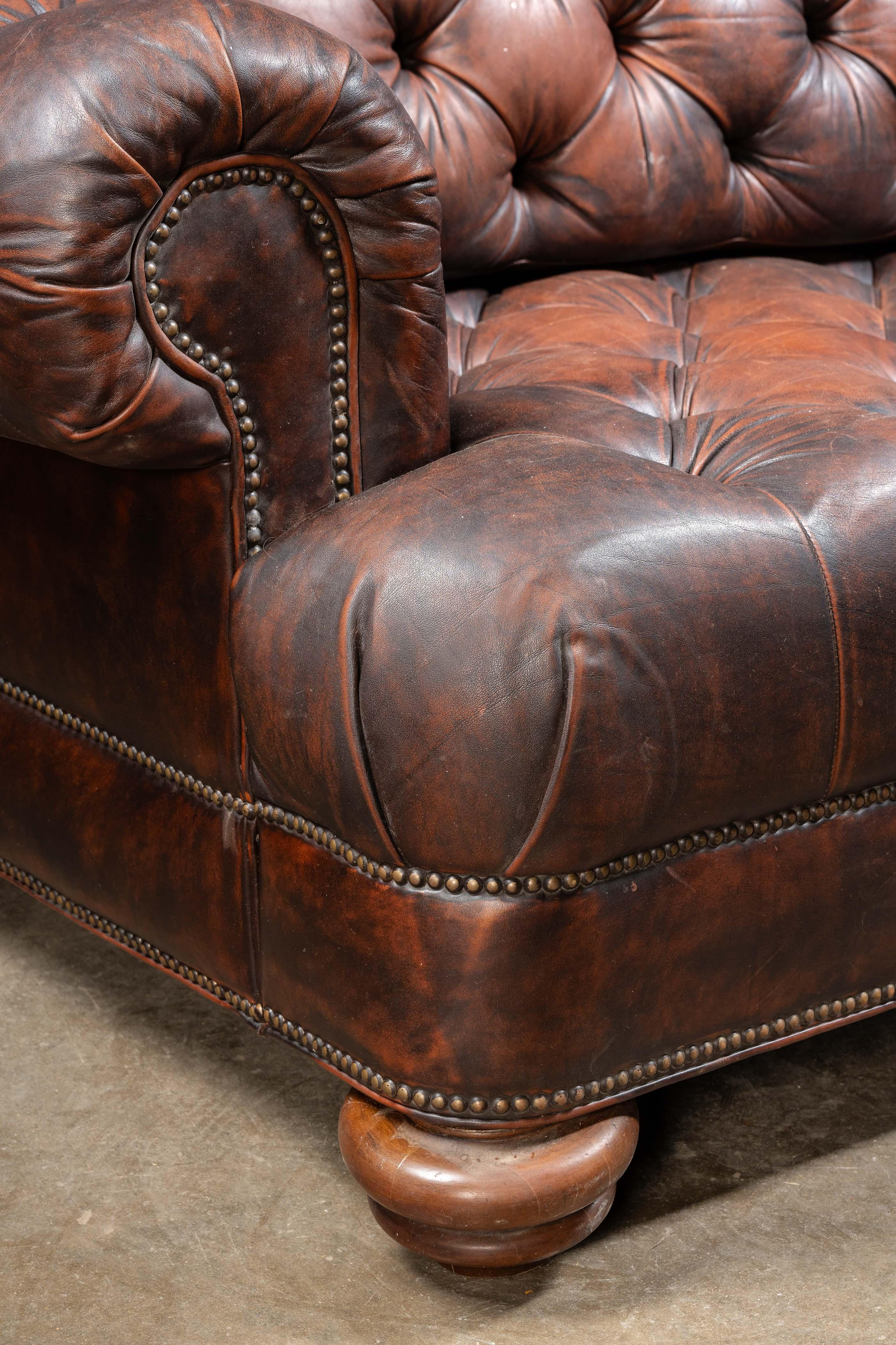 Canapé Chesterfield vintage double face en Brown en vente 4