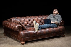 Vintage Double-Sided Chesterfield Couch in Brown