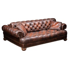 Vintage Double-Sided Chesterfield Couch in Brown