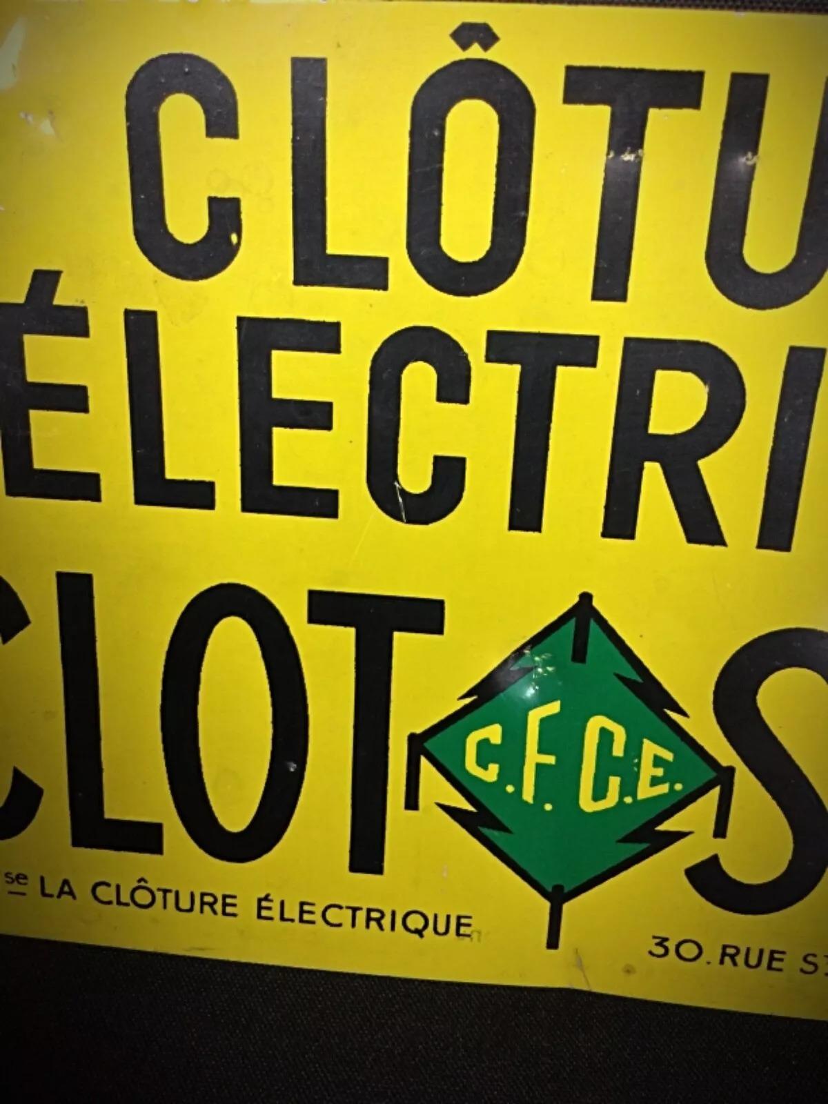 Unknown Vintage Double-Sided Electric Fence Sign, Embossed Metal - 2Y282 For Sale