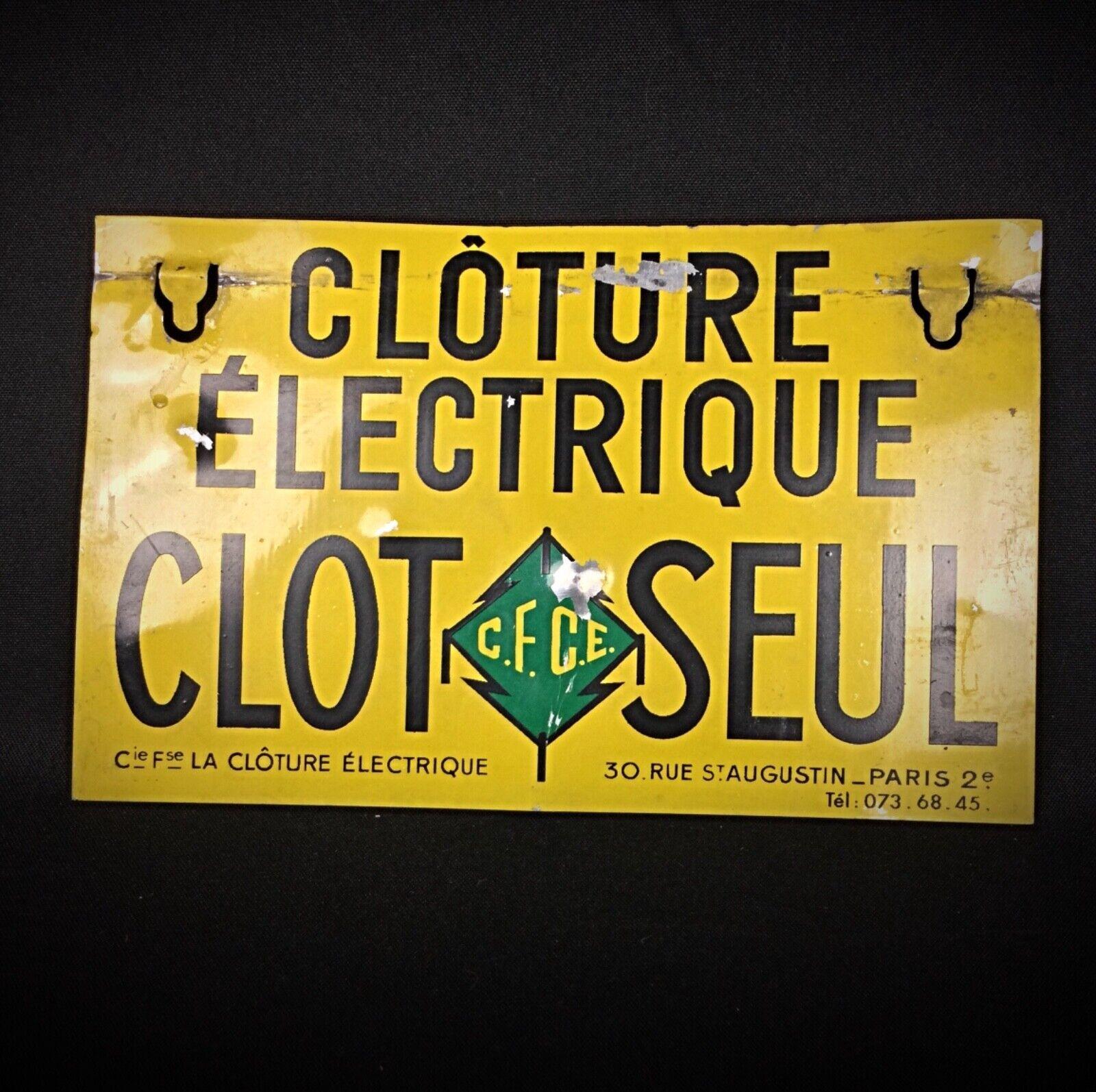 Vintage Double-Sided Electric Fence Sign, Embossed Metal - 2Y282 For Sale 1