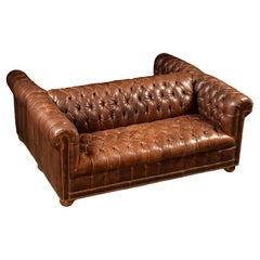 Vintage Double-Sided Leather Chesterfield Sofa in Caramel