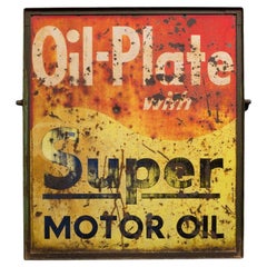 Vintage Double Sided Metal Motor Oil Sign c.1930
