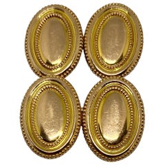 Vintage Double-Sided Oval Cufflinks in Rose Gold with Milgrain Details